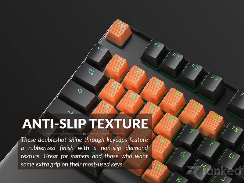 Ranked Rubber Keycap Set | Double Shot Translucent | OEM Profile for Mechanical Gaming Keyboard (Orange, 23 Keys) - Image 5
